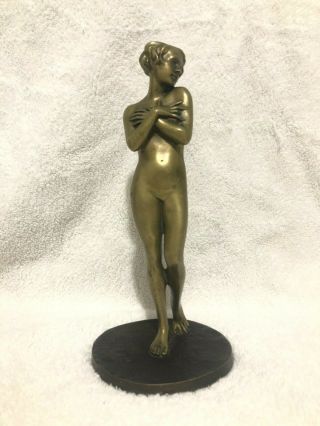 Antique Bronze Elegant Nude Lady Singed