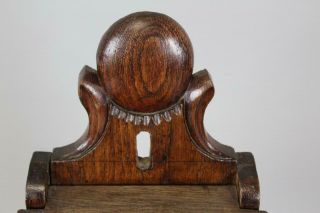 RARE 18TH C ENGLISH CARVED CREST PIPE BOX WITH WOOD HINGED LID IN WALNUT & OAK 4