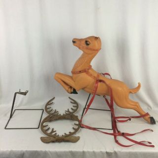 Vintage Poloron Reindeer Blow Mold Christmas Yard Decor Lighted Antlers
