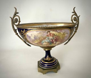 Antique 18c French Sevres Porcelain Gilt Bronze Centerpiece Bowl Signed