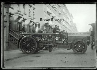 1910s York City Fdny Steam Pumper Fire Apparatus Glass Photo Negative 4 Bb