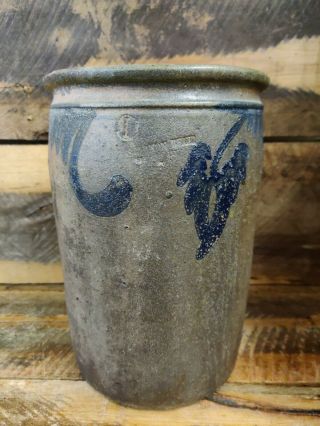 Strasburg Solomon Bell Primitive Blue Cobalt Decorated Stoneware 1 Gallon Jar