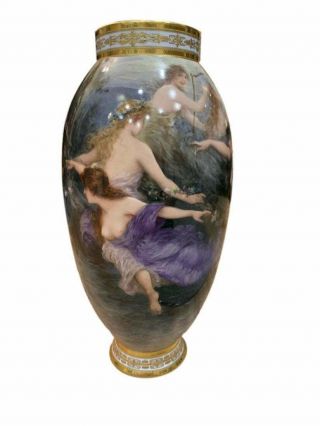 Monumental Exceptional Antique Royal Vienna Hand Painted Vase
