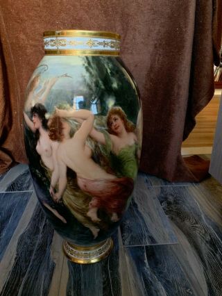 Monumental Exceptional Antique Royal Vienna Hand Painted Vase 2
