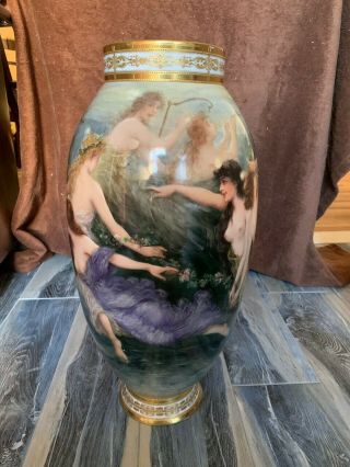 Monumental Exceptional Antique Royal Vienna Hand Painted Vase 3