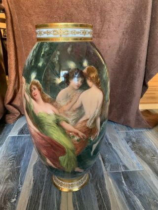 Monumental Exceptional Antique Royal Vienna Hand Painted Vase 6