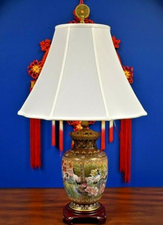 29 " Chinese Vintage Cloisonne Vase Lamp - Asian Oriental Porcelain Enamel