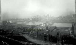 1900s Pittsburgh Pa Homestead Steel From Mt.  Washington Glass Photo Negative 1