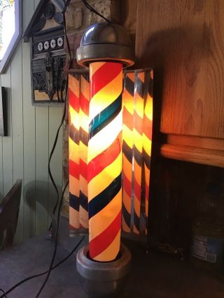 Vintage Barber Pole Model 506 Rotating Barber Shop Light Sign