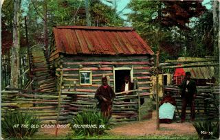 C.  1907 Antique Black Americana Postcard " At The Old Cabin Door " Richmond,  Va