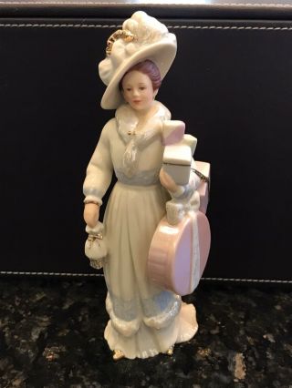 Lenox Porcelain Lady Figurine - - Shopping In Paris - 6 3/4 " Tall