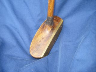 Antique Vintage Hickory Shaft Golf Club Putter Wood Brass Spalding Model 10 Rare