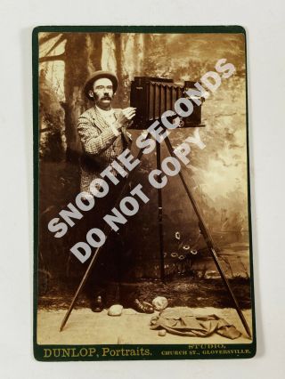 Antique Cabinet Card Photographer Dunlop W/ Camera Gloversville York Ny