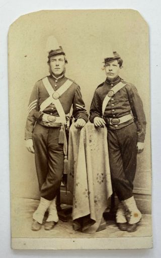 Rare Ny York Civil War Cdv Two Soldiers In Unusual Uniform Poughkeepsie