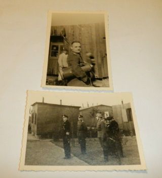 2 Wwii German Soldiers Helmets Hats Photographs Emden Ww2 Foto 117