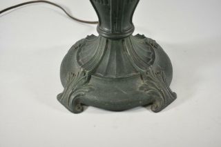 Antique Bent Slag Glass Panel Table Lamp Floral Details Two Sockets 4