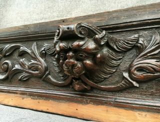 Big Antique French Furniture Top Sculpture 19th Century Black Forest Faun Head