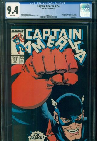 Captain America 354 Cgc 9.  4 Nm Marvel Comics 1st John Walker As Us Agent Key