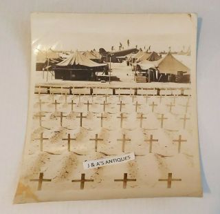 Ww2 Military Official Photo U.  S Camp & Cemetery In Foreground Photograph