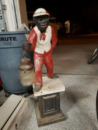 Antique Cast Iron Statue Lawn Jockey Jocko Pre - 1920 