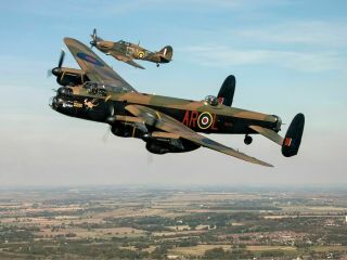 A3 Print Raf Memorial Flight Ww2 Fighter Hurricane And Lancaster Bomber 169