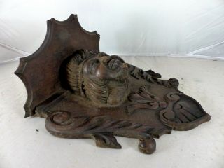 19th Antique French Walnut Hand Carved Wood Gothic Buffoon Console Shelf Support