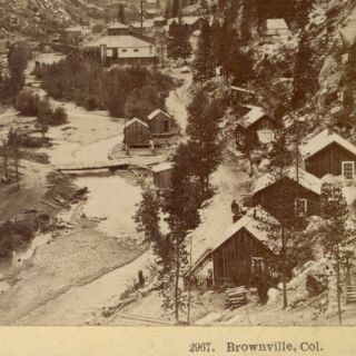 C 1880 Early Birds Eye View Mining Town,  Brownsville Clear Creek Cty Colorado Co