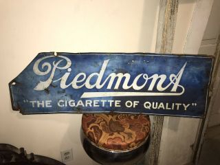 RARE Piedmont Cigarette / Tobacco Vintage Tin Sign - Early 1900 ' s 2