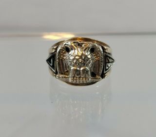 Vintage Gold 10k 32nd Degree Mason Double Eagle Masonic Ring Jewelry