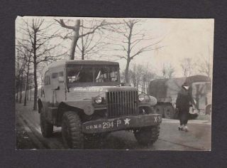 Ww2 Era Army Mp Truck Military Police Old/vintage Photo Snapshot - X445