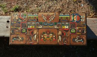 Vintage Cedar Carved & Painted Northwest Coast Tlingit - Haida ? Box