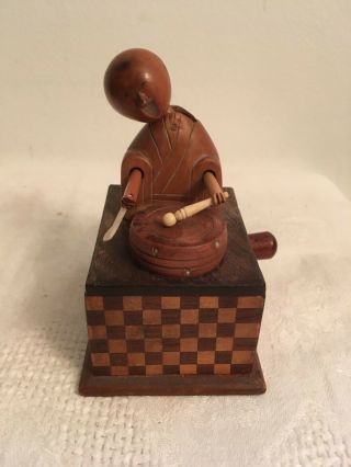 Vtg Kobe Doll Mechanical Toy Carved Checkerboard Base Cook Spoon 6 Of 11