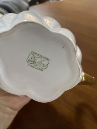 Vintage Shelley Regency Dainty White Fine Bone China Teapot Tea Pot Gold Trim 5