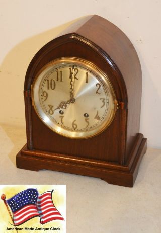 Restored Seth Thomas York No.  4 Antique Gothic Cabinet Clock In Mahogany