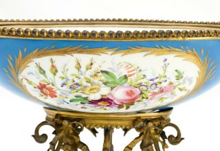Sevres Style French Porcelain and Gilt Bronze Footed Oval Bowl,  circa 1900 5