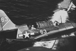 Curtiss Sb2c - 3 Helldiver Landing On Uss Hornet 13 " X 19 " World War Ii Photo 252