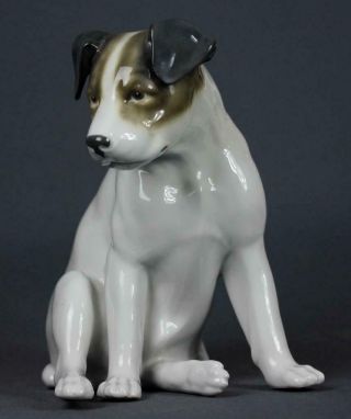 Large 21cm Antique 1910 German Porcelain Jack Russell Terrier Dog Fritz Pfeffer
