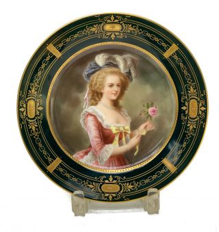 Royal Vienna Hand Painted Porcelain Cabinet Plate Of A Beauty,  Circa 1920
