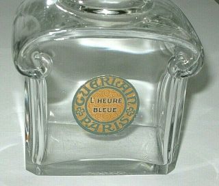 Vintage Guerlain Glass Baccarat Perfume Bottle L ' Heure Bleue 8 OZ Factice 6 1/2 3