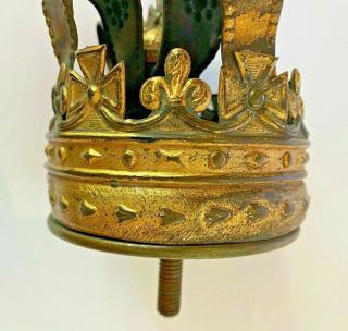 Antique French 2nd Empire Napoleonic Brass & Bronze Crown Carriage Finial 4