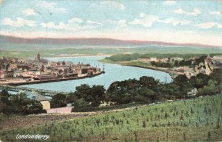 Rare Vintage Scenic Lovely Postcard - Londonderry - Northern Ireland (dec 1905).