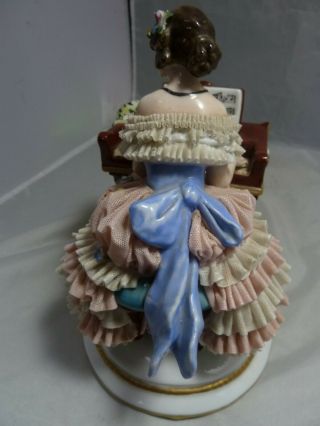Antique Dresden Lady at Piano Lace Dress,  German Figurine 8 