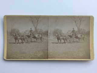 Stereoview Photo Horse - Drawn Hearse Coffin Funeral Carriage 1800’s Sv