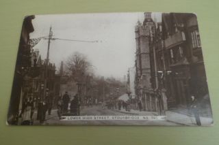 Lower High Street Stourbridge Antique C.  Ww1 Real Photo Postcard Black Country