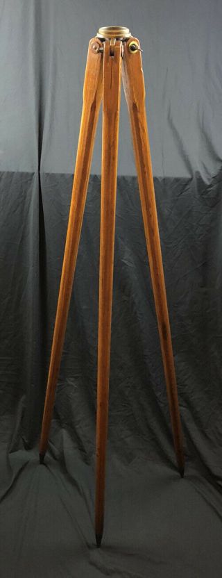 Vintage Dietzgen Wood Tripod For Surveying Or Compass Solid Mahogany