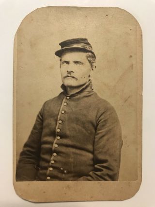 Antique Civil War Union Soldier In Kepi Clear Cdv Photo