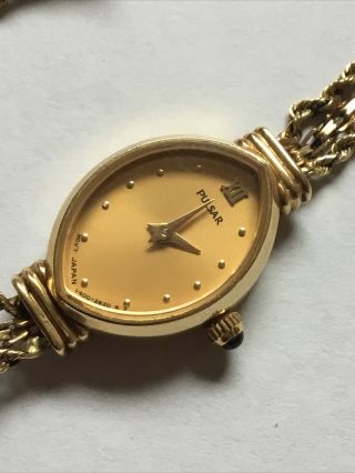 Vintage Pulsar 14k Gold Women ' s Wrist Watch V400 L474A 9.  5 Grams 2