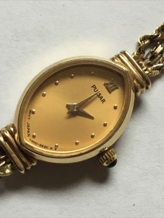 Vintage Pulsar 14k Gold Women ' s Wrist Watch V400 L474A 9.  5 Grams 3