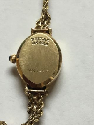 Vintage Pulsar 14k Gold Women ' s Wrist Watch V400 L474A 9.  5 Grams 6