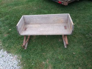 Vintage Horse Drawn Buckboard Carriage Buggy Wagon Sleigh Wooden Bench Seat